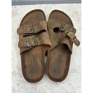 White Mountain Footbed Sandals Men's Size‎ 7 Brown Leather Straps